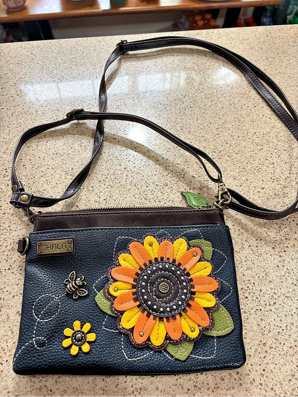 Chala Cellphone Xbody - Sunflower Crossbody Black & Brown